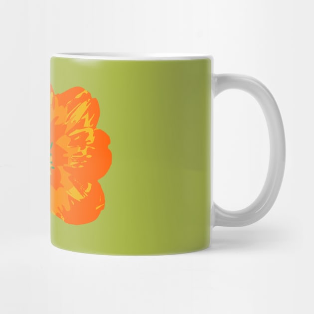 COSMIC COSMOS Big Abstract Floral Summer Bright Flower - Coral Orange Yellow Lime Green - UnBlink Studio by Jackie Tahara by UnBlink Studio by Jackie Tahara